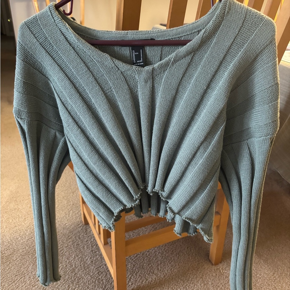 Ribbed Knit Sweater in Sage Green